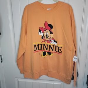 Disneyland Minnie Mouse Orange Crewneck Sweater, Disney Parks, NWT, Unisex XL